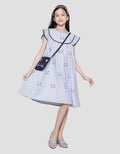 Sweet Miss Cat Bordir Midi Dress Anak Perempuan