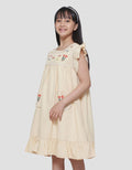 Sweet Miss Dada Bordir Bunga Kantong Renda Midi Dress Anak Perempuan