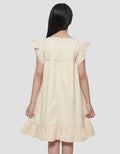 Sweet Miss Dada Bordir Bunga Kantong Renda Midi Dress Anak Perempuan