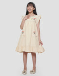 Sweet Miss Dada Bordir Bunga Kantong Renda Midi Dress Anak Perempuan