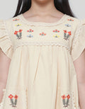 Sweet Miss Dada Bordir Bunga Kantong Renda Midi Dress Anak Perempuan