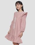 Sweet Miss Vertical Embro Body Tangan Geber Midi Dress Anak Perempuan