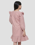 Sweet Miss Vertical Embro Body Tangan Geber Midi Dress Anak Perempuan