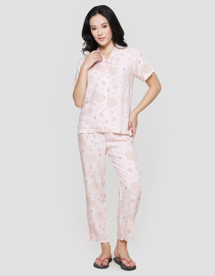 Disney Women's Pajamas Set Print Princess Outline Polka Dot