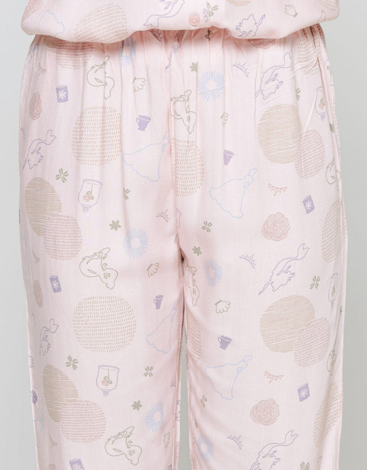 Disney Women's Pajamas Set Print Princess Outline Polka Dot