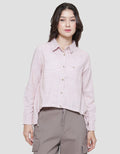 Triset Abstract Small Stripe Casual Blouse Wanita