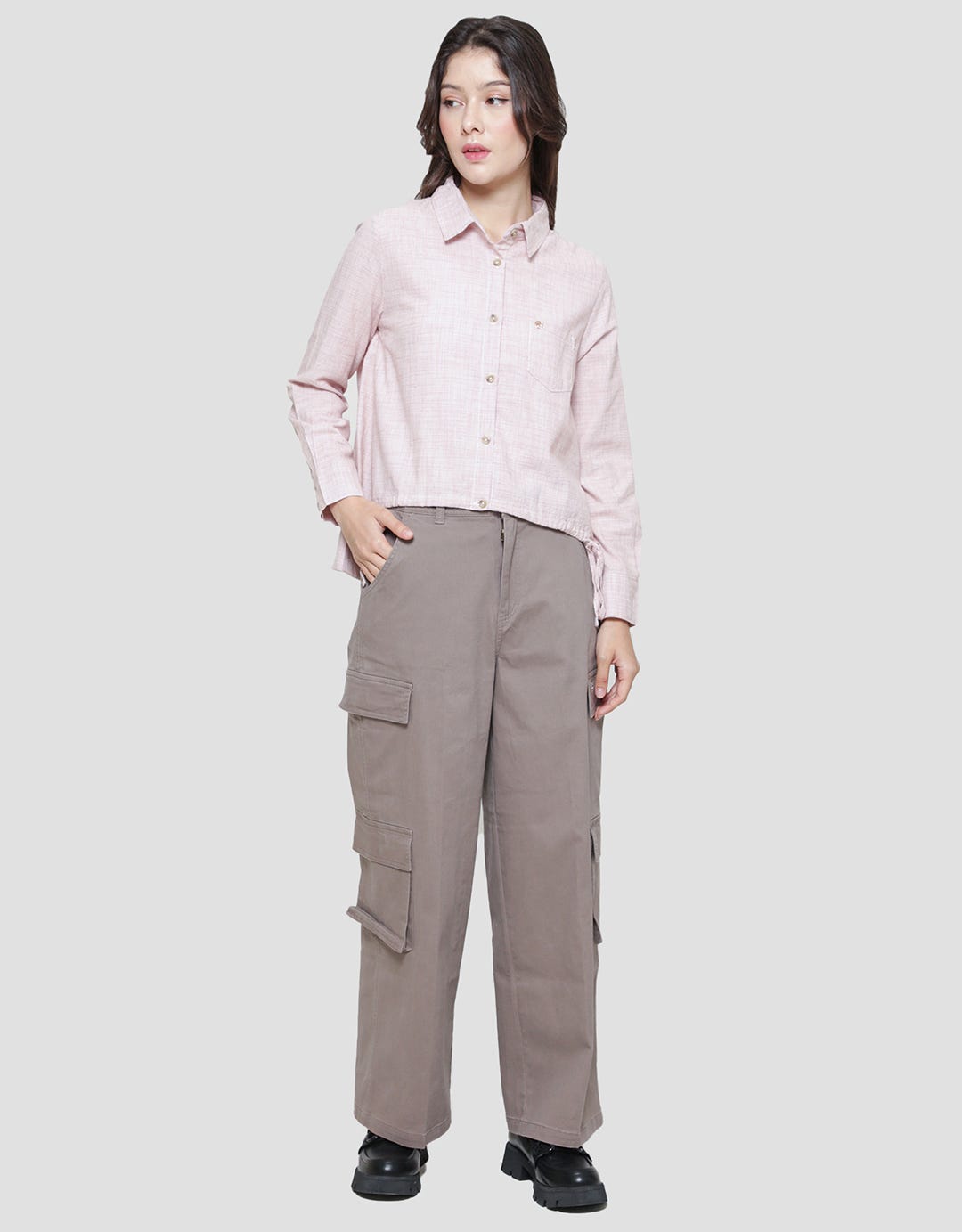 Triset Abstract Small Stripe Casual Blouse for Women