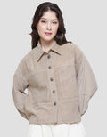 Triset Casual Neck Jacket Wanita