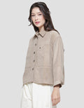 Triset Casual Neck Jacket Wanita