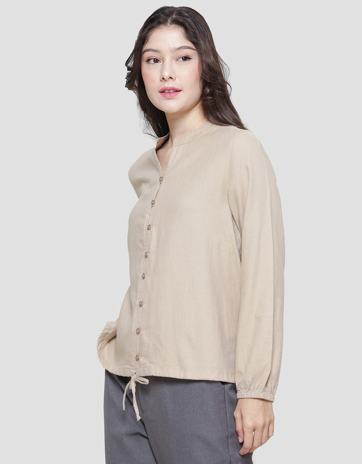 Triset Casual Collar Drawstring Blouse Wanita