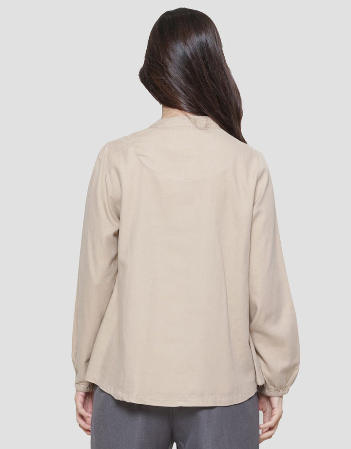 Triset Casual Collar Drawstring Blouse Wanita