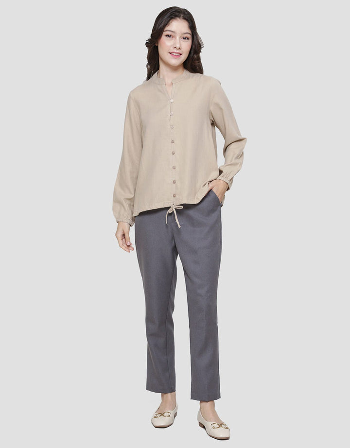 Triset Casual Collar Drawstring Blouse Wanita