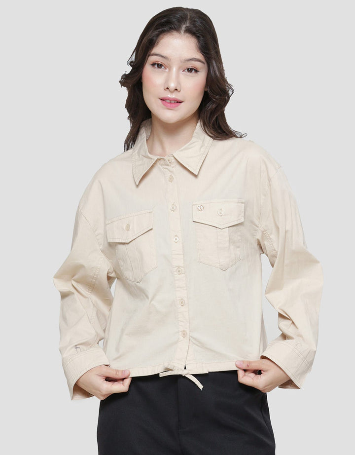 Triset Casual Collar Drawstring Blouse Wanita