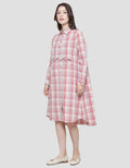 Triset Casual Full Print Check Dress Wanita