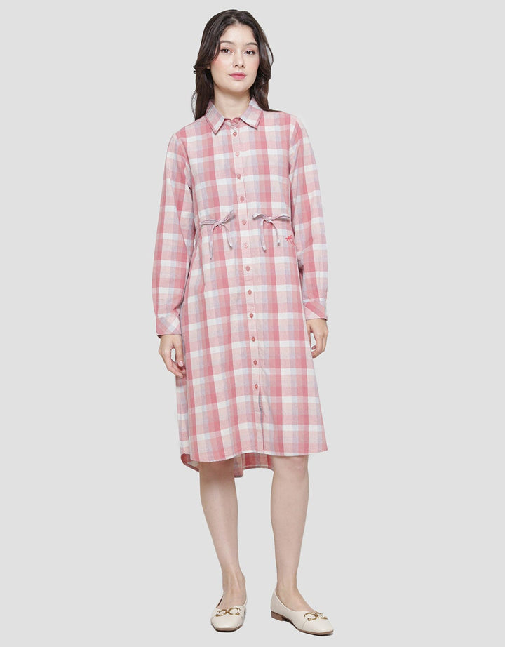 Triset Casual Full Print Check Dress Wanita