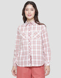 Triset Casual Check Print Blouse Wanita