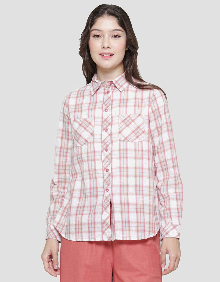 Triset Casual Check Print Blouse Wanita