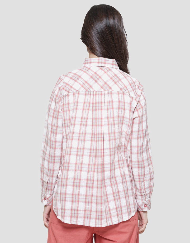 Triset Casual Check Print Blouse Wanita