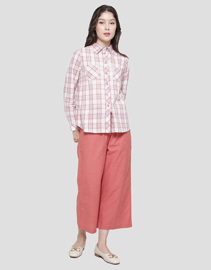 Triset Casual Check Print Blouse Wanita