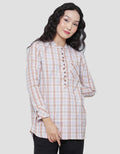 Triset Plaid Motif Blouse Wanita