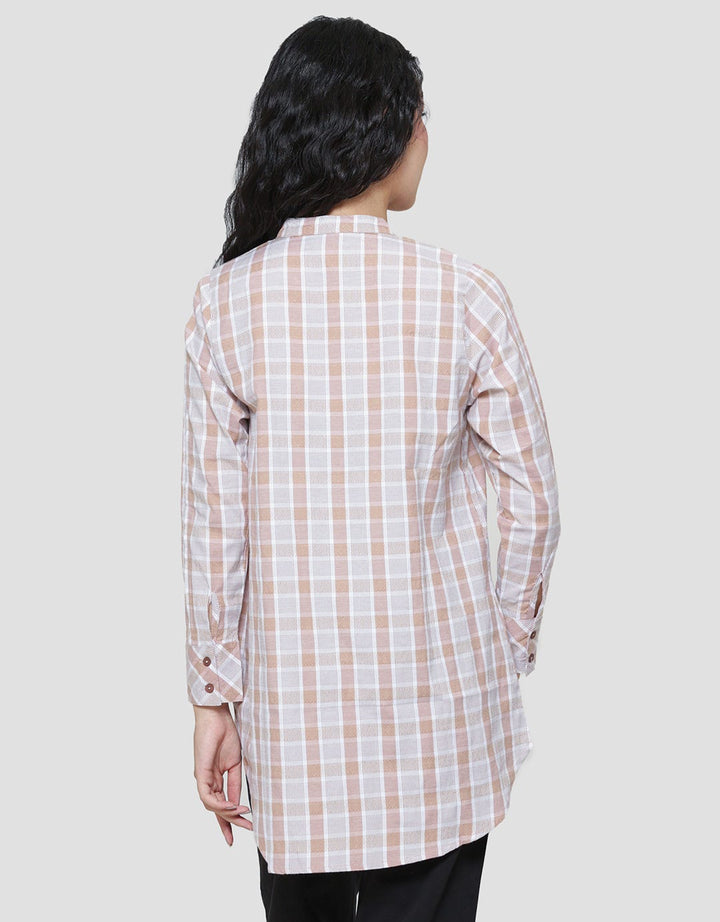 Triset Plaid Motif Blouse Wanita