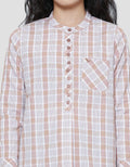 Triset Plaid Motif Blouse Wanita