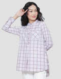 Triset One Pocket Plaid Look Blouse Wanita