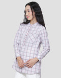 Triset One Pocket Plaid Look Blouse Wanita