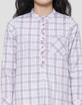 Triset One Pocket Plaid Look Blouse Wanita