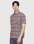 Watchout Casual Check Full Print Kemeja Lengan Pendek Pria