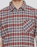 Watchout Casual Check Full Print Kemeja Lengan Pendek Pria