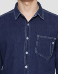 Watchout Jeans Denim Stitch Kemeja Pria