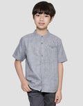 Little M Solid Texture Boys Short Sleeve Shirt