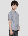Little M Solid Texture Boys Short Sleeve Shirt