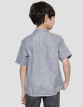 Little M Solid Texture Boys Short Sleeve Shirt