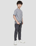 Little M Solid Texture Boys Short Sleeve Shirt