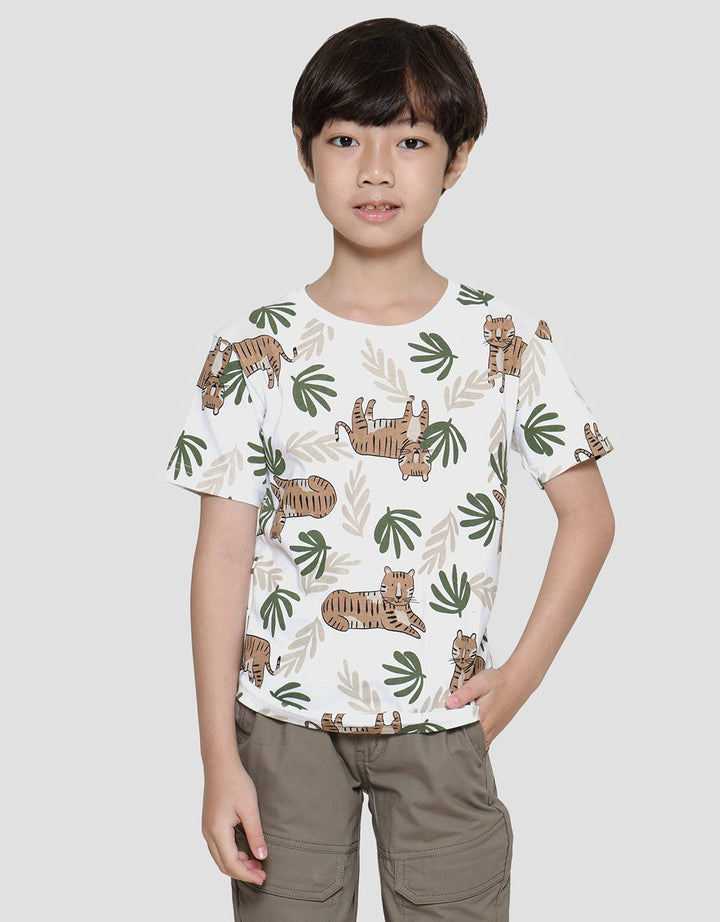 Little M Full Print Tiger Kaos Lengan Pendek Anak Laki-laki