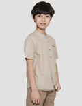 Little M Solid Texture Kemeja Anak Laki-Laki