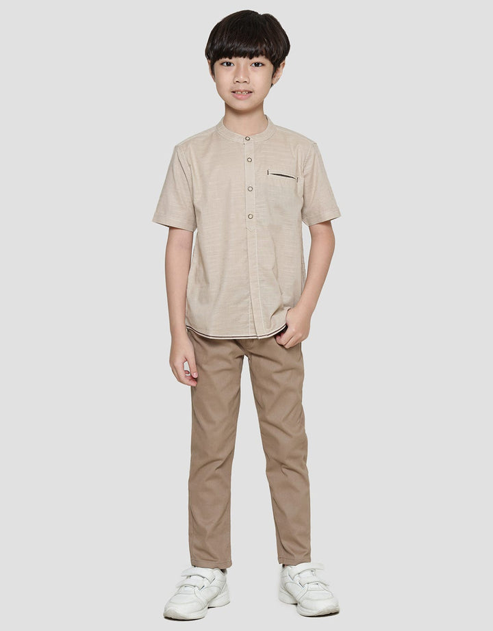Little M Solid Texture Kemeja Anak Laki-Laki
