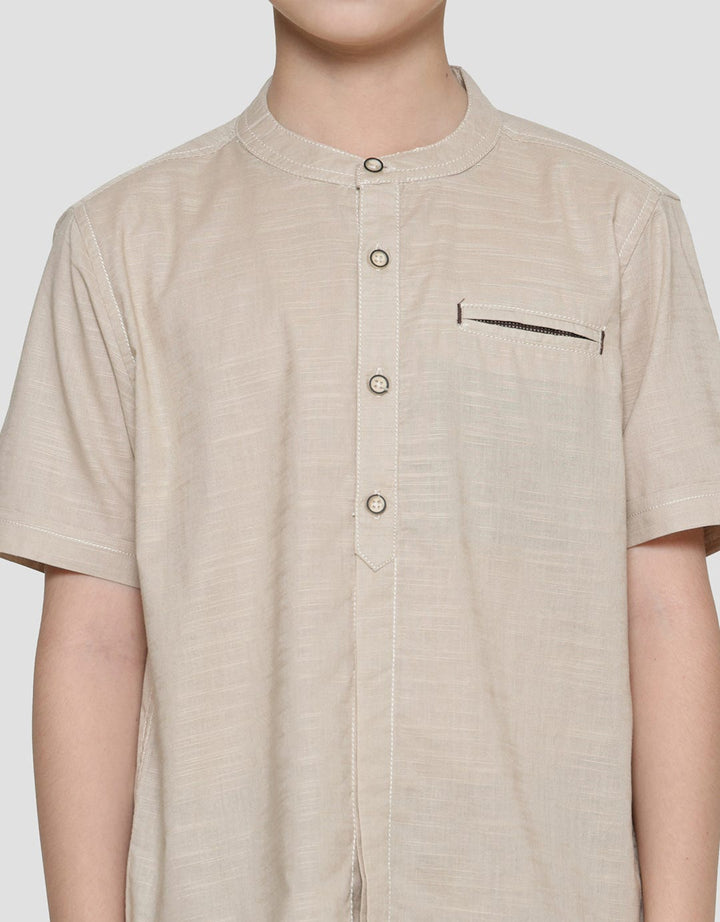 Little M Solid Texture Kemeja Anak Laki-Laki