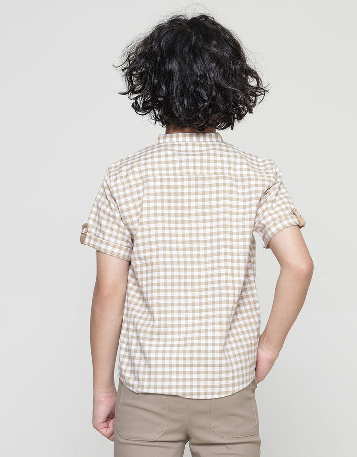 Little M Casual Checked Kemeja Koko Anak Laki-Laki
