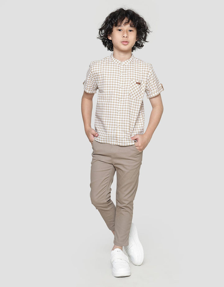 Little M Casual Checked Kemeja Koko Anak Laki-Laki
