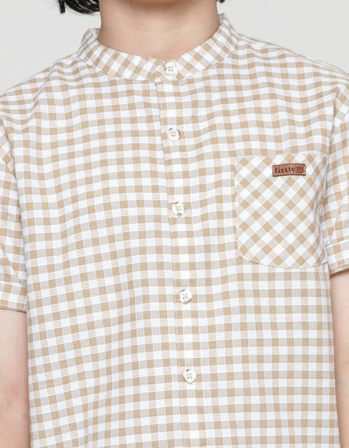Little M Casual Checked Kemeja Koko Anak Laki-Laki