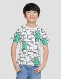 Little M Full Print Dino Outline Kaos Lengan Pendek Anak Laki-laki