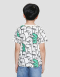 Little M Full Print Dino Outline Kaos Lengan Pendek Anak Laki-laki