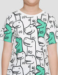 Little M Full Print Dino Outline Kaos Lengan Pendek Anak Laki-laki
