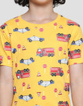 Little M Firetruck Full Print Boys Short Sleeve T-Shirt