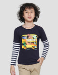 Little M Double Sleeve Dino Bus Long Sleeve T-Shirt for Boys