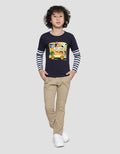 Little M Double Sleeve Dino Bus Long Sleeve T-Shirt for Boys