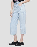 Nevada Women's Wide Denim Trousers Fash Self Belt